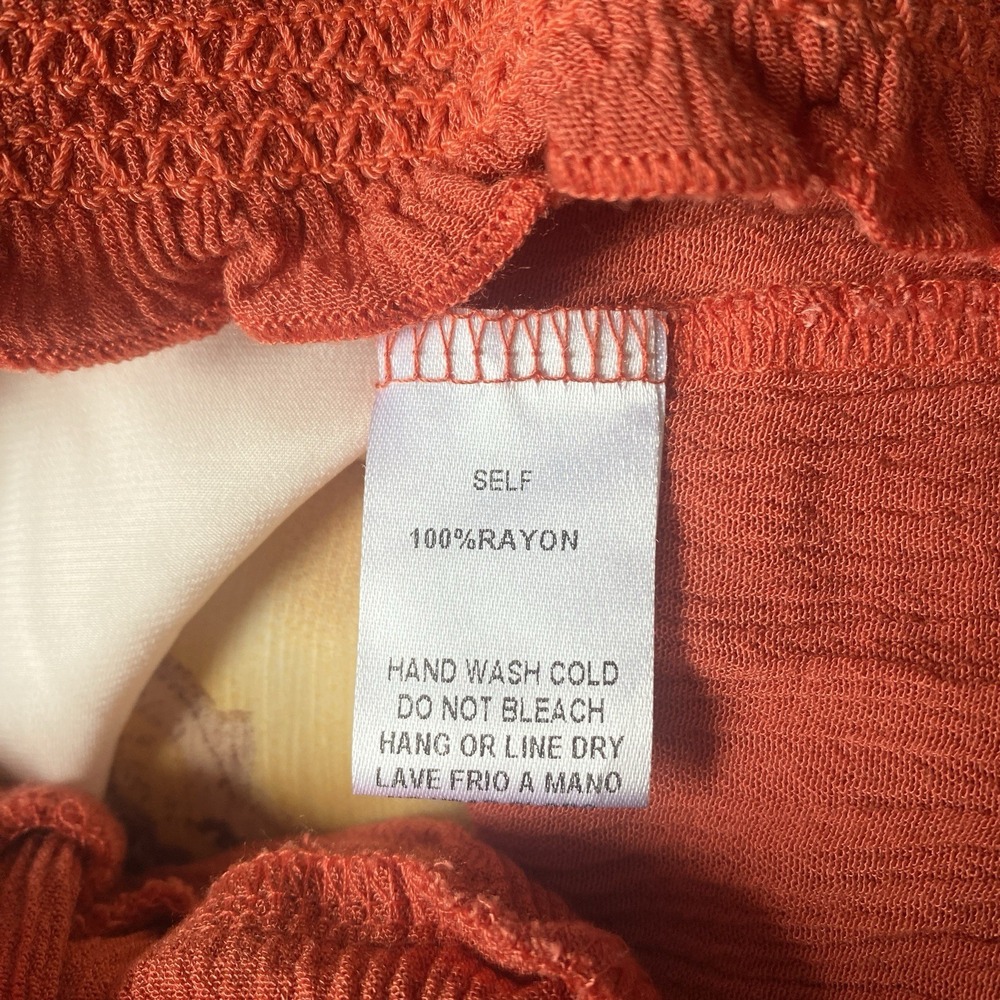 Tea 'N Lace Ruffle Skirt Orange Elastic Waist Flowy Tiered Boho Fairycore Size S - Picture 7 of 7